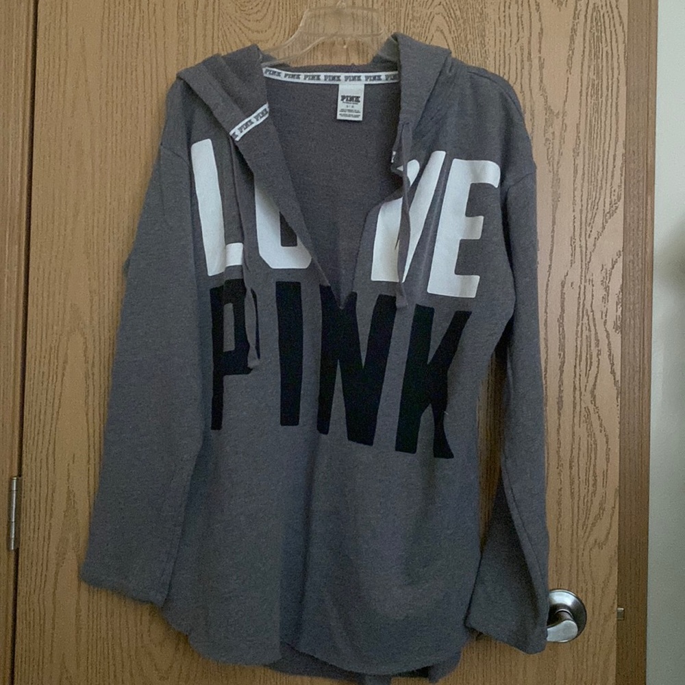 PINK- LOVE PINK Lightweight Hoodie Sweatshirt, size Large
